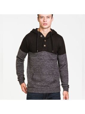 Kolby Hunter Colourblock Knit Pullover Hoodie Sweater Henley, size XXL